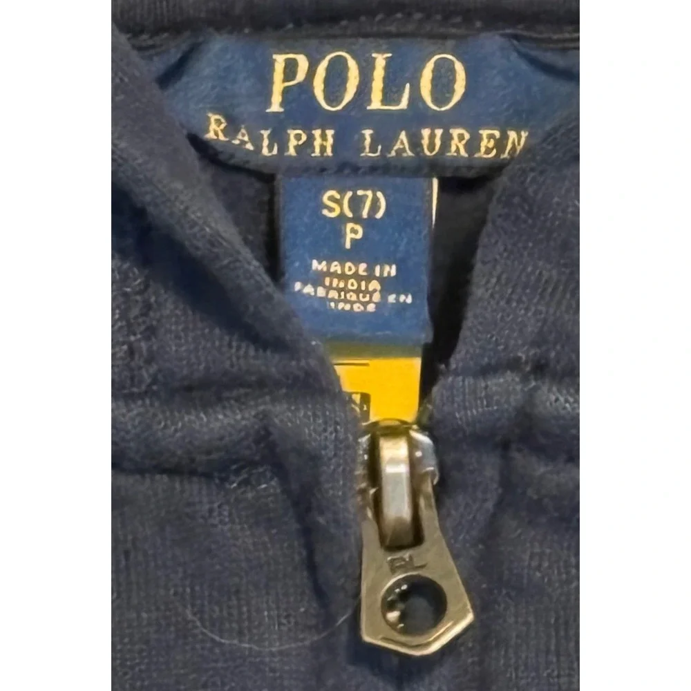 Polo Ralph Lauren Zip Hoodie Kids Size S 7 Fleece Sweatshirt Navy Blue Pony Girl